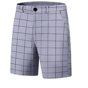 Lars Amadeus Men's Summer Slim Fit Flat Front Plaid Dress Shorts Sz 34